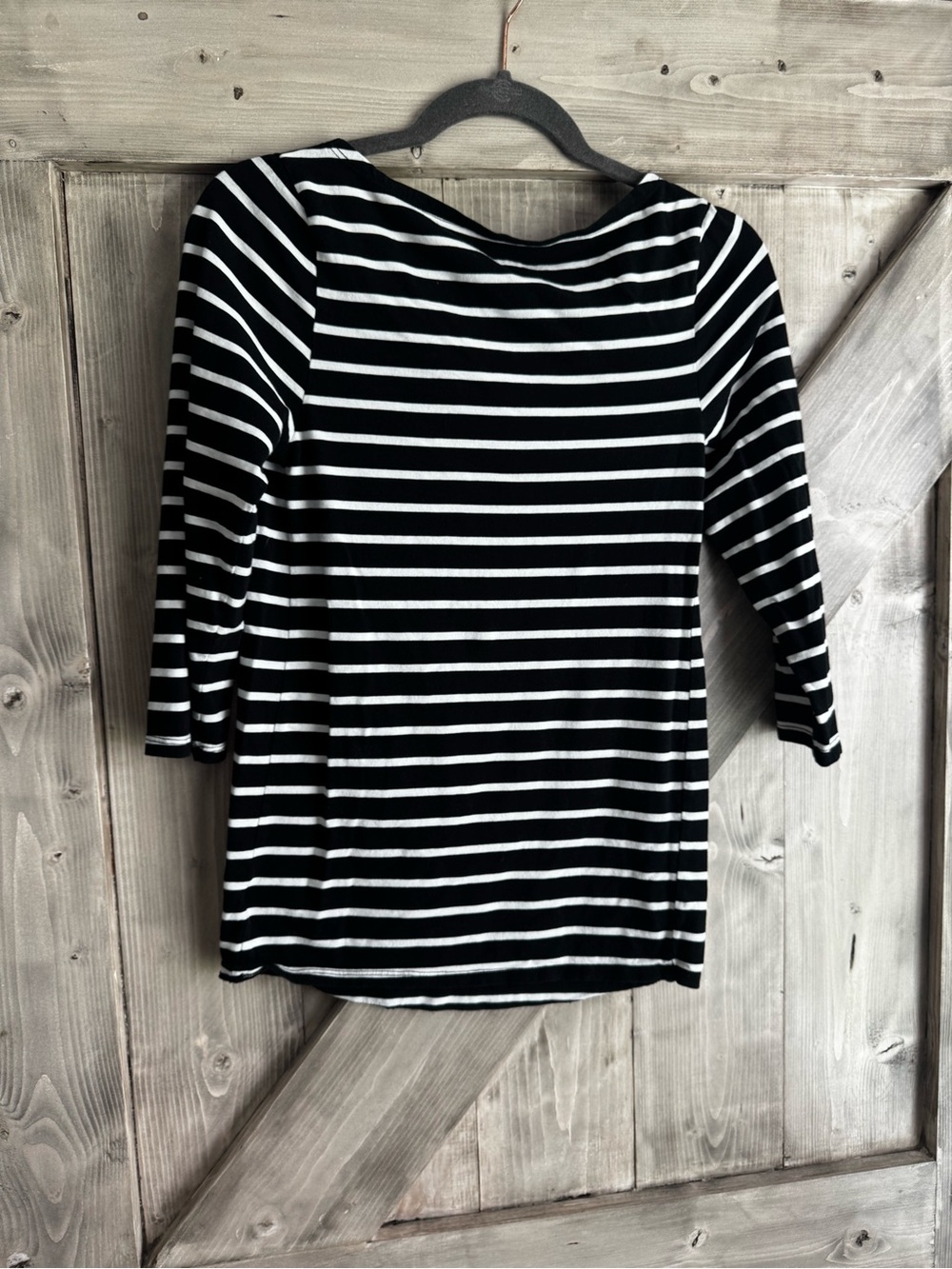 Maternity Striped Black & White Women's Boatneck Top